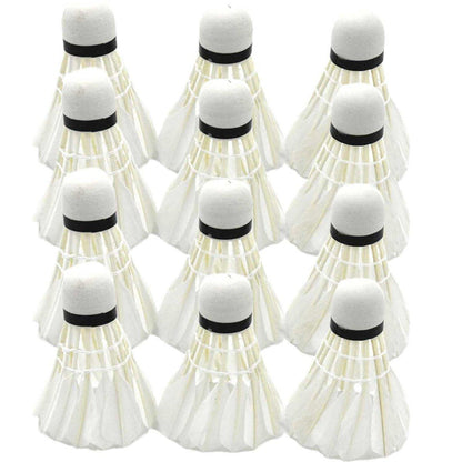 12 Pcs Badminton Shuttlecocks Durable Gooes Feather Badminton Ball For Training