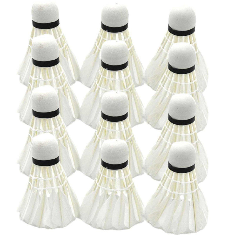12 Pcs Badminton Shuttlecocks Durable Gooes Feather Badminton Ball For Training