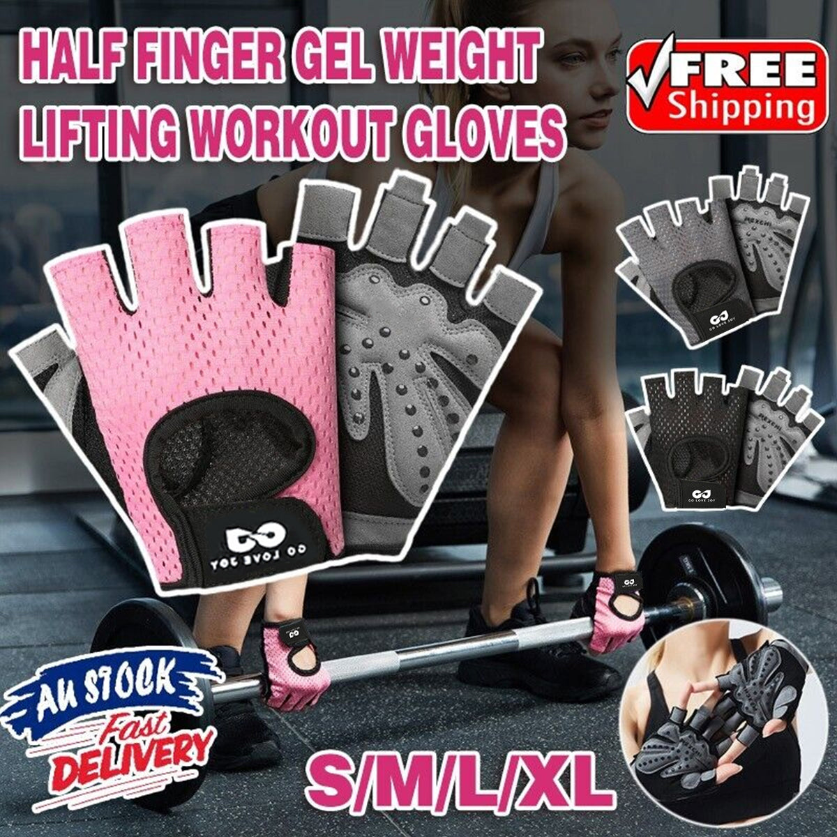 gym gloves half finger gel grey weight lifting