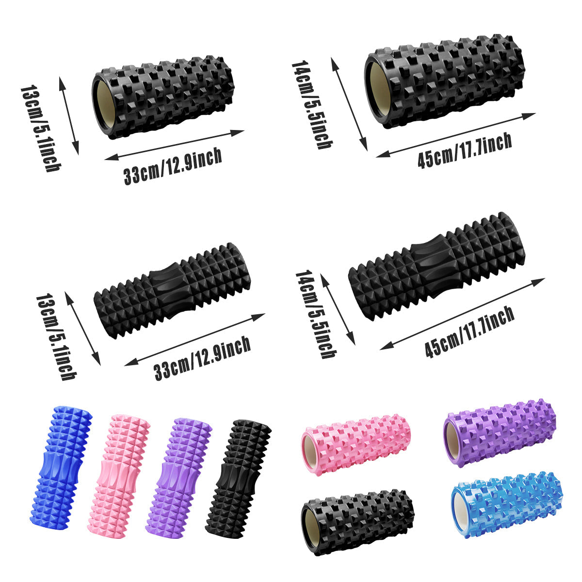 High Density EVA Foam Roller Yoga Massage Stick for Fitness - Crescent Style Blue-45cm