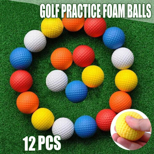 Indoor Outdoor Golf Training Foam Balls 12 Pack PU Soft Practice Accessories - Mixed