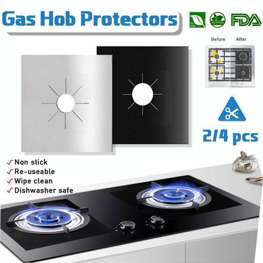 Gas Stove Burner Covers Reusable Hob Protectors Non Stick Liner Pad 4 Pcs - 4 PCS Black
