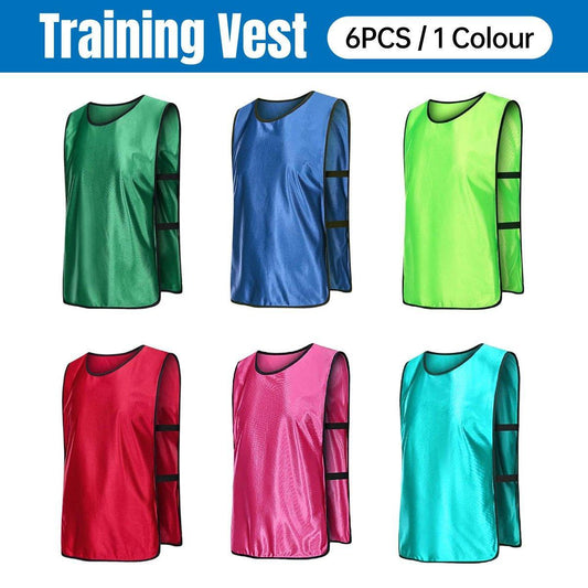 6X Sports Training Bibs Soccer Vests Group Team Bibs Basketball Cricket Football - Lake Blue-M