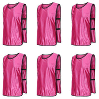 6X Sports Training Bibs Soccer Vests Group Team Bibs Basketball Cricket Football - Pink-S