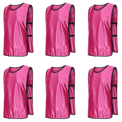 6X Sports Training Bibs Soccer Vests Group Team Bibs Basketball Cricket Football - Pink-S