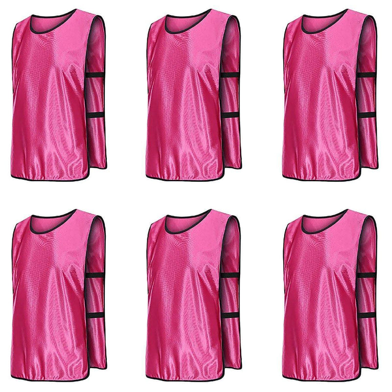 6X Sports Training Bibs Soccer Vests Group Team Bibs Basketball Cricket Football - Pink-S