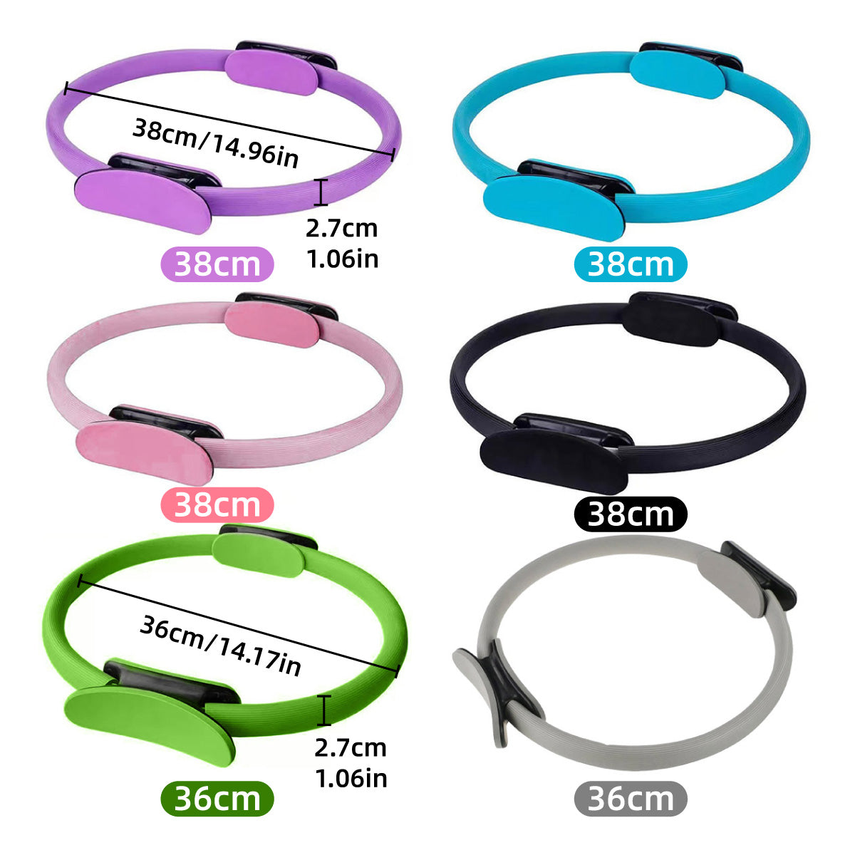 6 Colours Pilates Yoga Ring Magic Circle Fitness Equipment for Toning Slim Legs - Purple