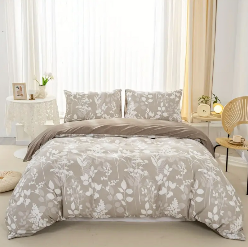 Dreamfields - Canvas Fleur Quilt Cover Set - (3pcs, Double Size)