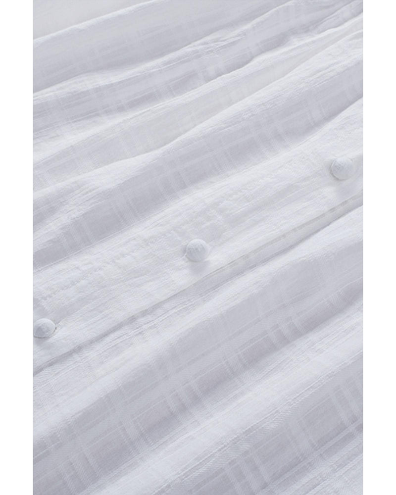 Azura Exchange Puckered Texturing Ruffled Cap Sleeves Babydoll Top - L