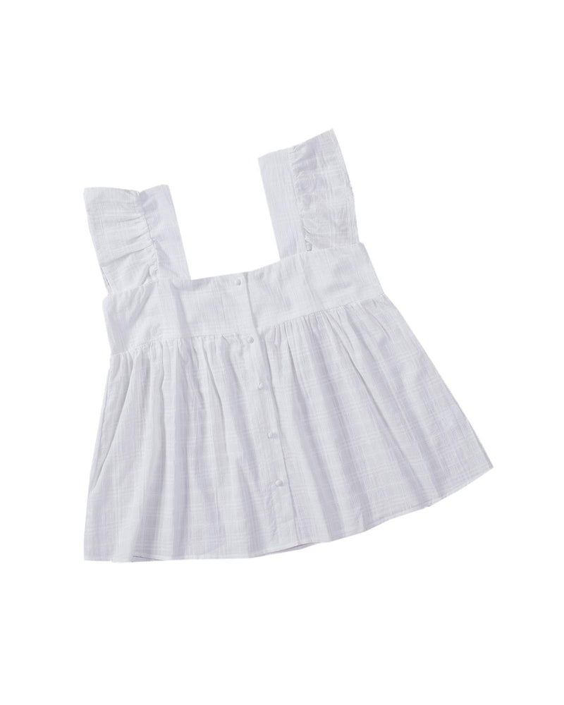 Azura Exchange Puckered Texturing Ruffled Cap Sleeves Babydoll Top - L