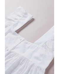 Azura Exchange Puckered Texturing Ruffled Cap Sleeves Babydoll Top - L