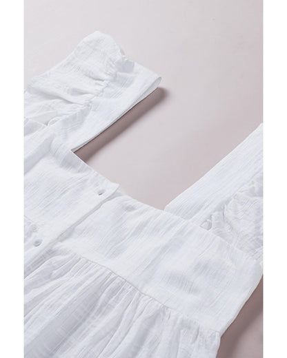 Azura Exchange Puckered Texturing Ruffled Cap Sleeves Babydoll Top - L