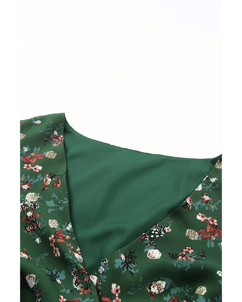 Azura Exchange Wrap V Neck Peplum Top with Floral Print - S