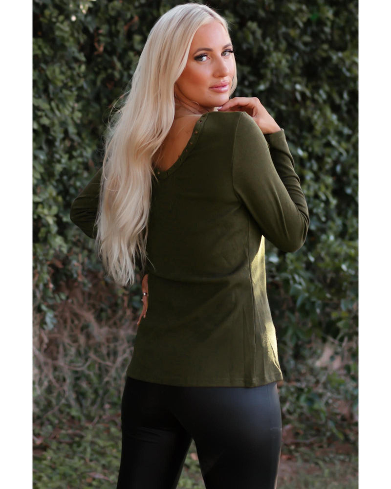 Azura Exchange Eyelet Neckline Ribbed Knit Long Sleeve Top - S