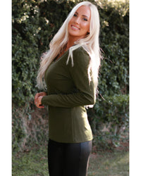 Azura Exchange Eyelet Neckline Ribbed Knit Long Sleeve Top - S