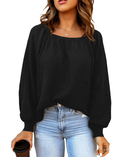 Azura Exchange Puff Sleeve Waffle Knit Top - S