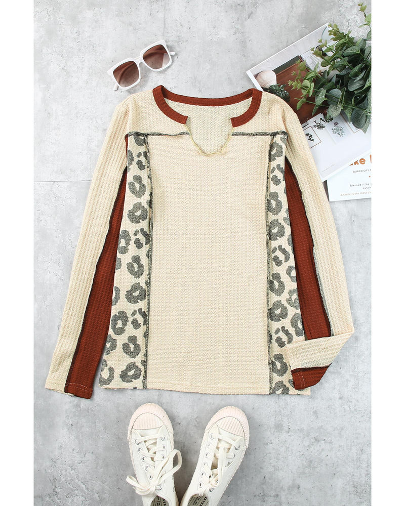 Azura Exchange Waffle Knit Long Sleeve Top - S