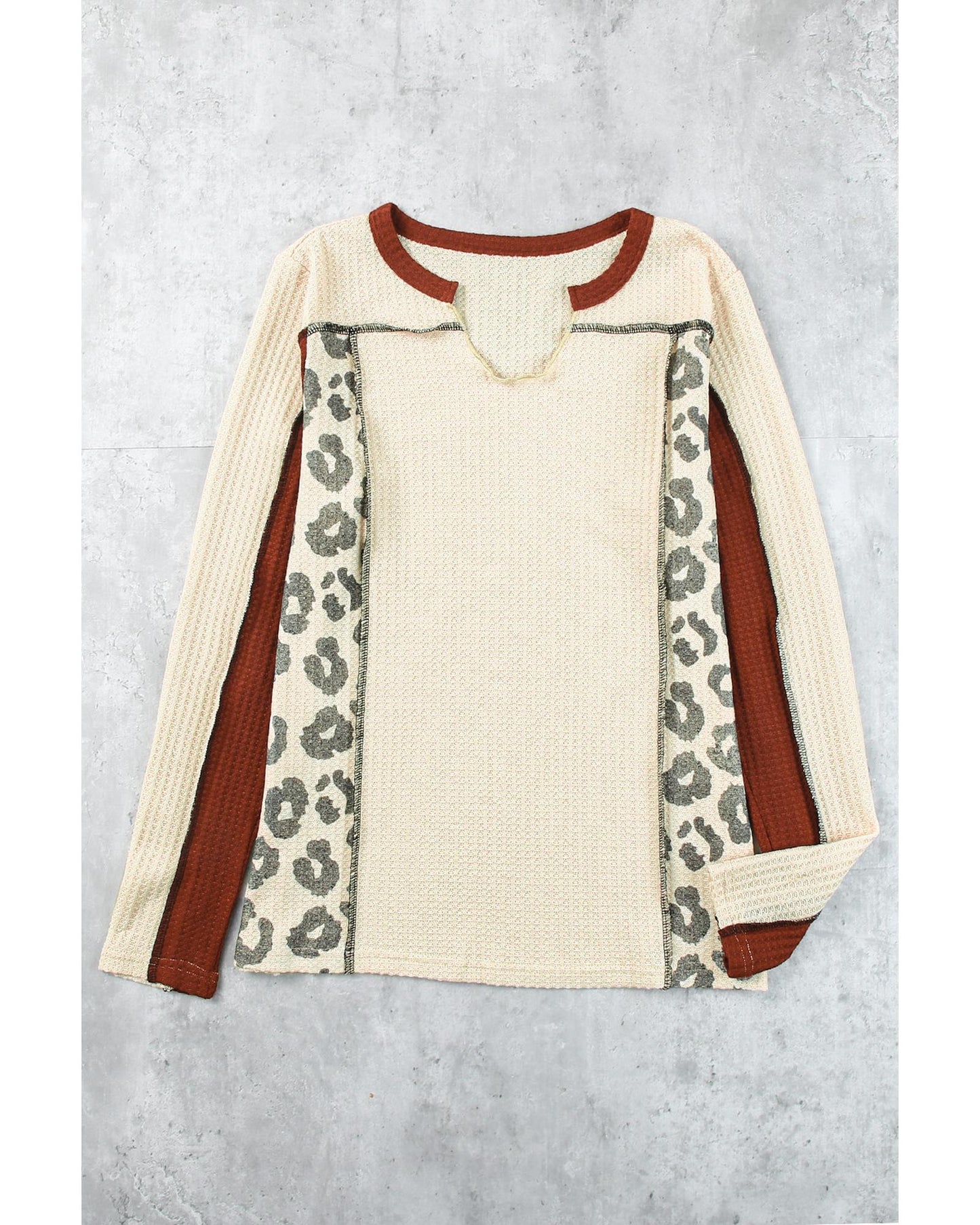 Azura Exchange Waffle Knit Long Sleeve Top - S