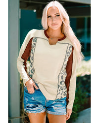 Azura Exchange Waffle Knit Long Sleeve Top - S