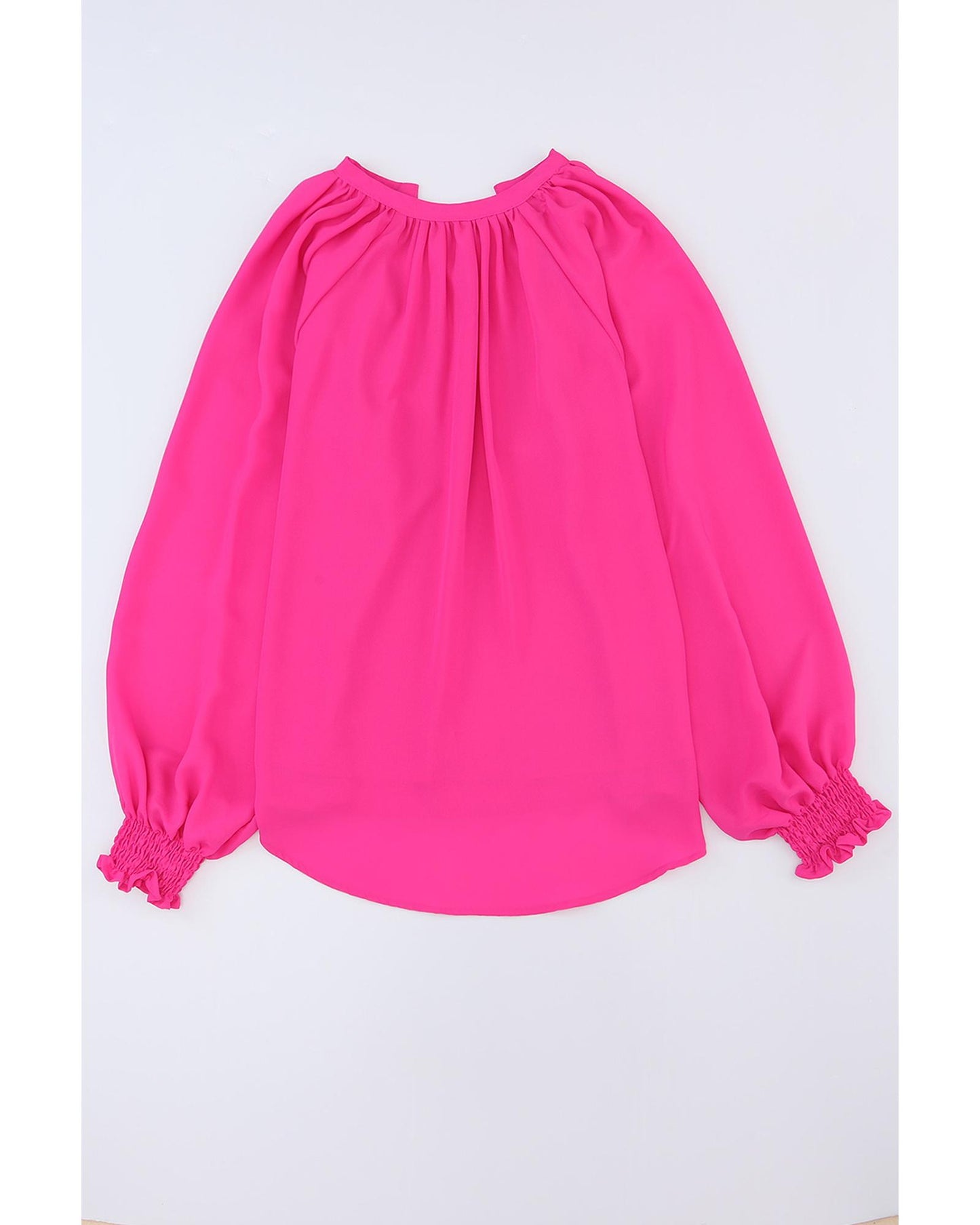 Azura Exchange Pleated V Neck Puffy Sleeve Blouse - XL