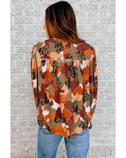 Azura Exchange Printed Long Sleeve Blouse - XL