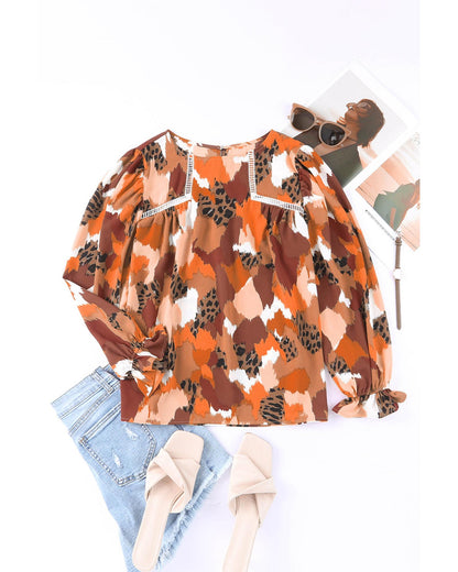 Azura Exchange Printed Long Sleeve Blouse - XL