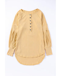 Azura Exchange Textured Ribbed Puff Sleeve Pullover - L