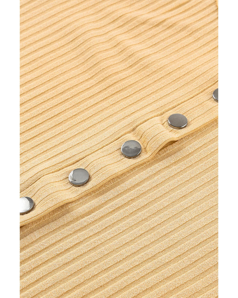 Azura Exchange Textured Ribbed Puff Sleeve Pullover - L