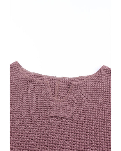 Azura Exchange Loose Waffle Knit Long Sleeve Top - M