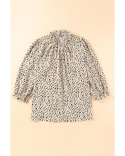 Azura Exchange Frilled Neck Cheetah Blouse - S