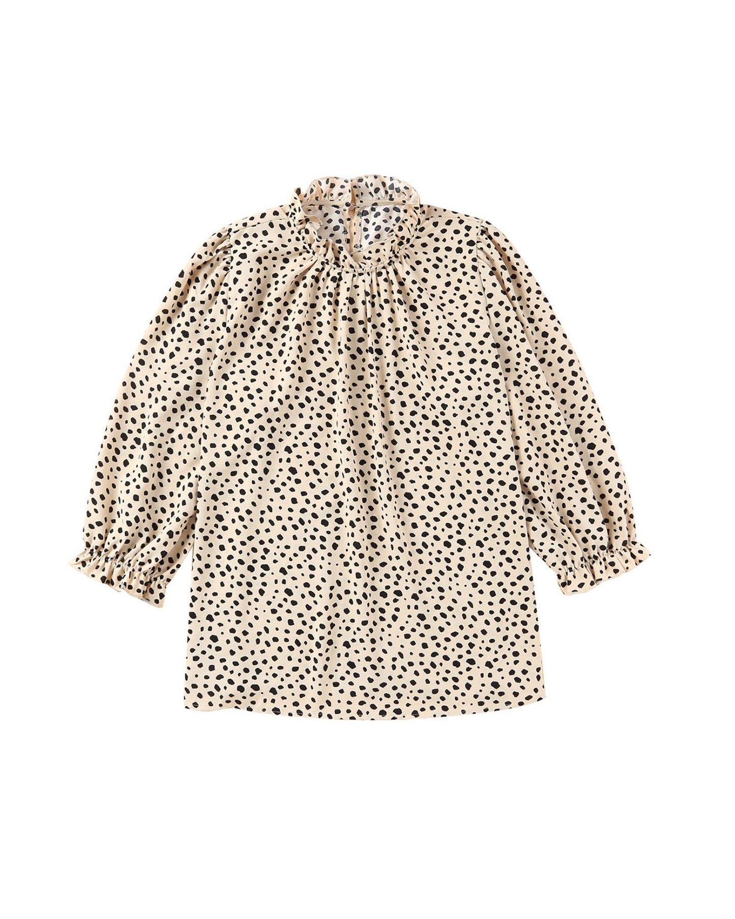 Azura Exchange Frilled Neck Cheetah Blouse - S