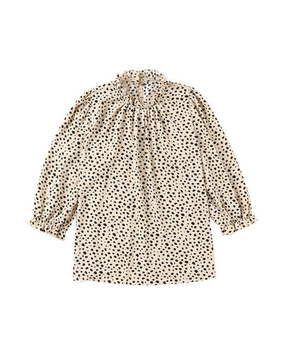 Azura Exchange Frilled Neck Cheetah Blouse - S