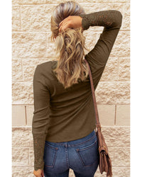 Azura Exchange Lace Hem Sleeve Button Top - 2XL