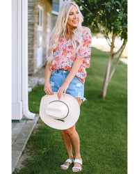 Azura Exchange Gorgeous Floral V-Neck Blouse - 2XL