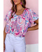 Azura Exchange Paisley Print Puff Sleeve Blouse - S