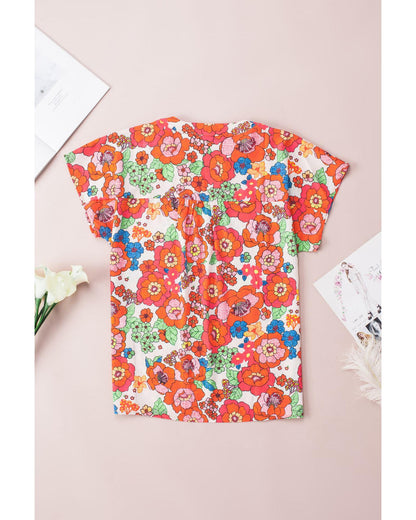 Azura Exchange Split Neck Floral Top - S
