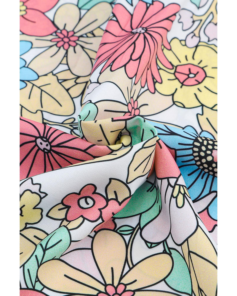 Azura Exchange Floral Print V Neck Half Sleeve Blouse - S