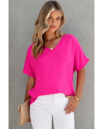 Azura Exchange V Neck Short Sleeve Blouse - S