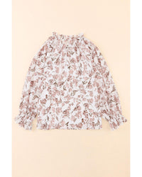 Azura Exchange Floral Print Bubble Sleeve Blouse - S