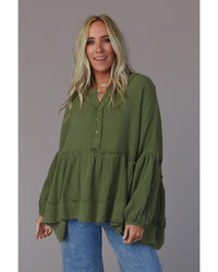 Azura Exchange Loose Sleeve Raw Edge Top - XL