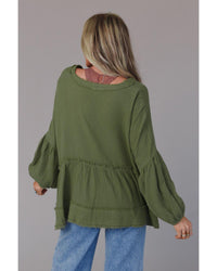 Azura Exchange Loose Sleeve Raw Edge Top - XL