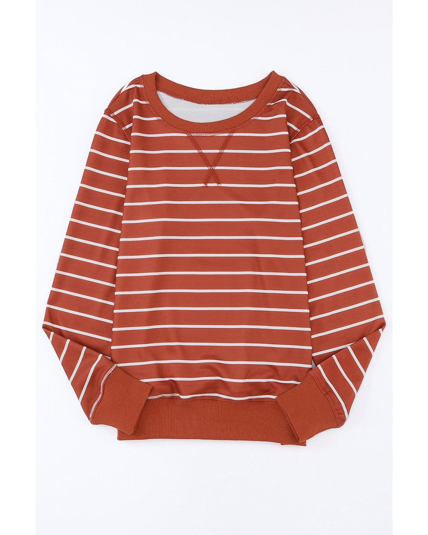 Azura Exchange Striped Print Ribbed Trim Top - M