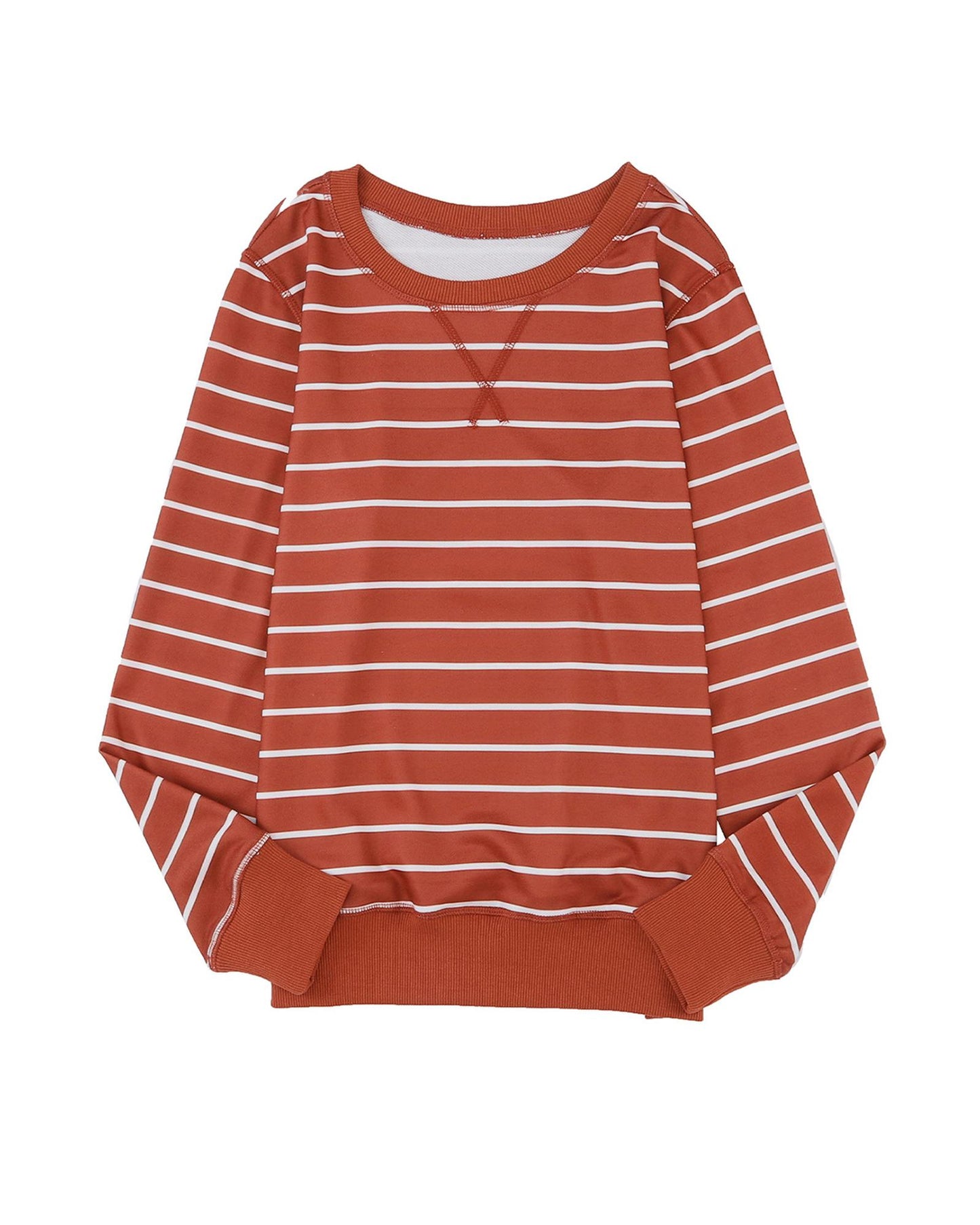 Azura Exchange Striped Print Ribbed Trim Top - XL