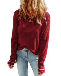 Azura Exchange Textured Round Neck Long Sleeve Top - M