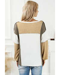 Azura Exchange Exposed Seam Color Block Patchwork Top - S