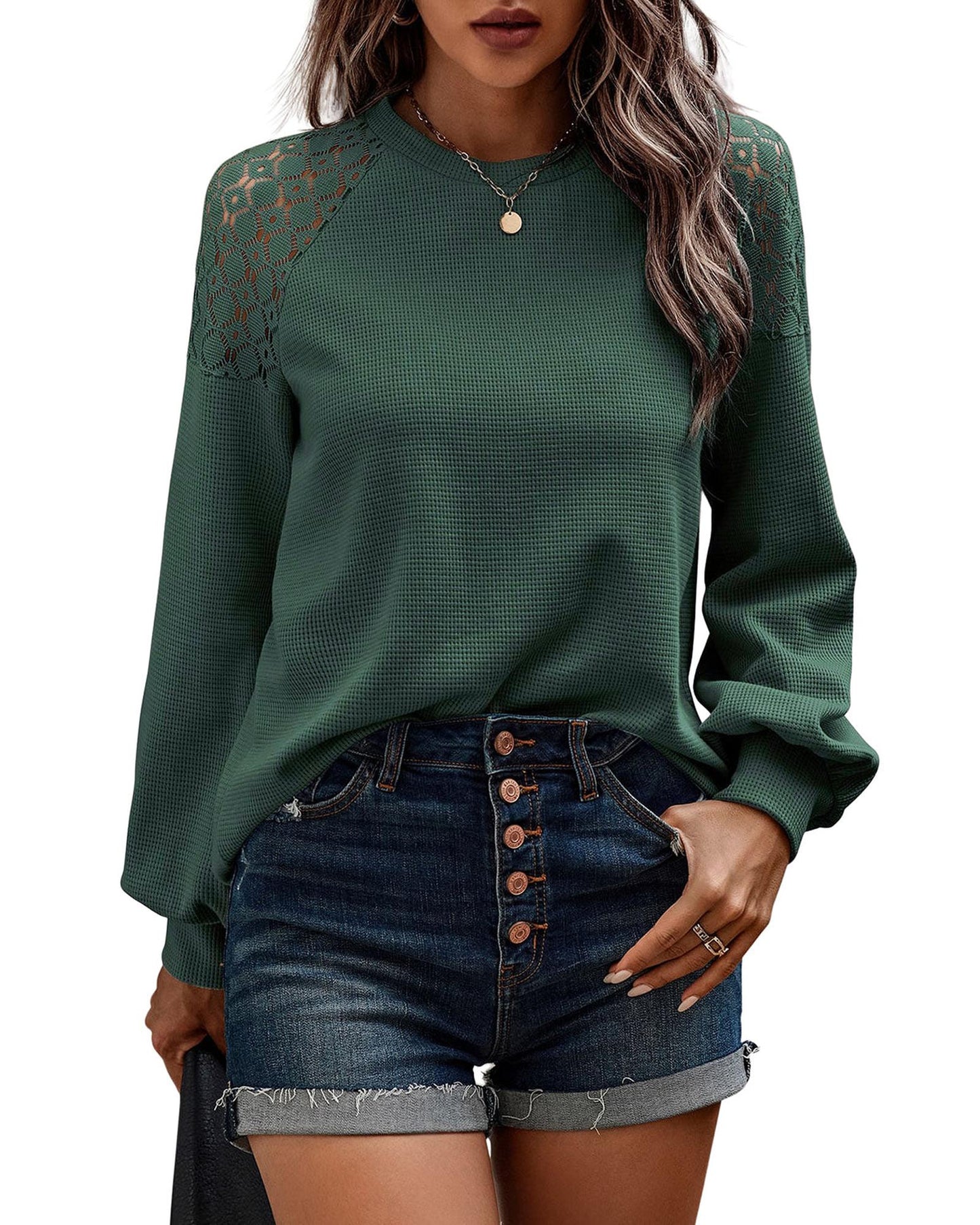 Azura Exchange Lace Textured Long Sleeve Pullover - XL