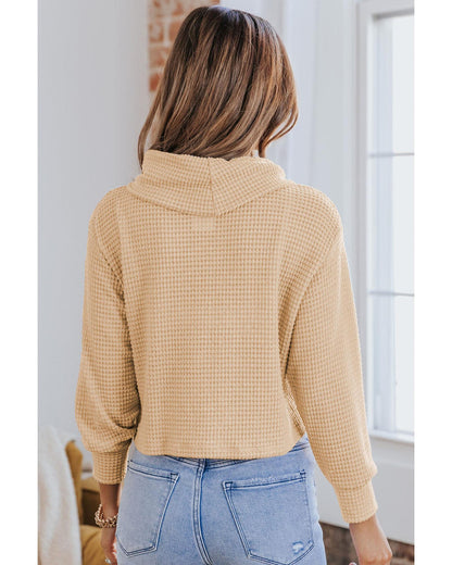 Azura Exchange Apricot Waffle Knit Turtleneck Top - M