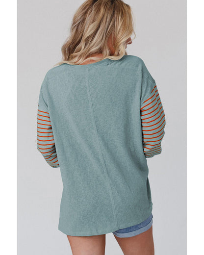 Azura Exchange Striped Bishop Sleeve Top - XL