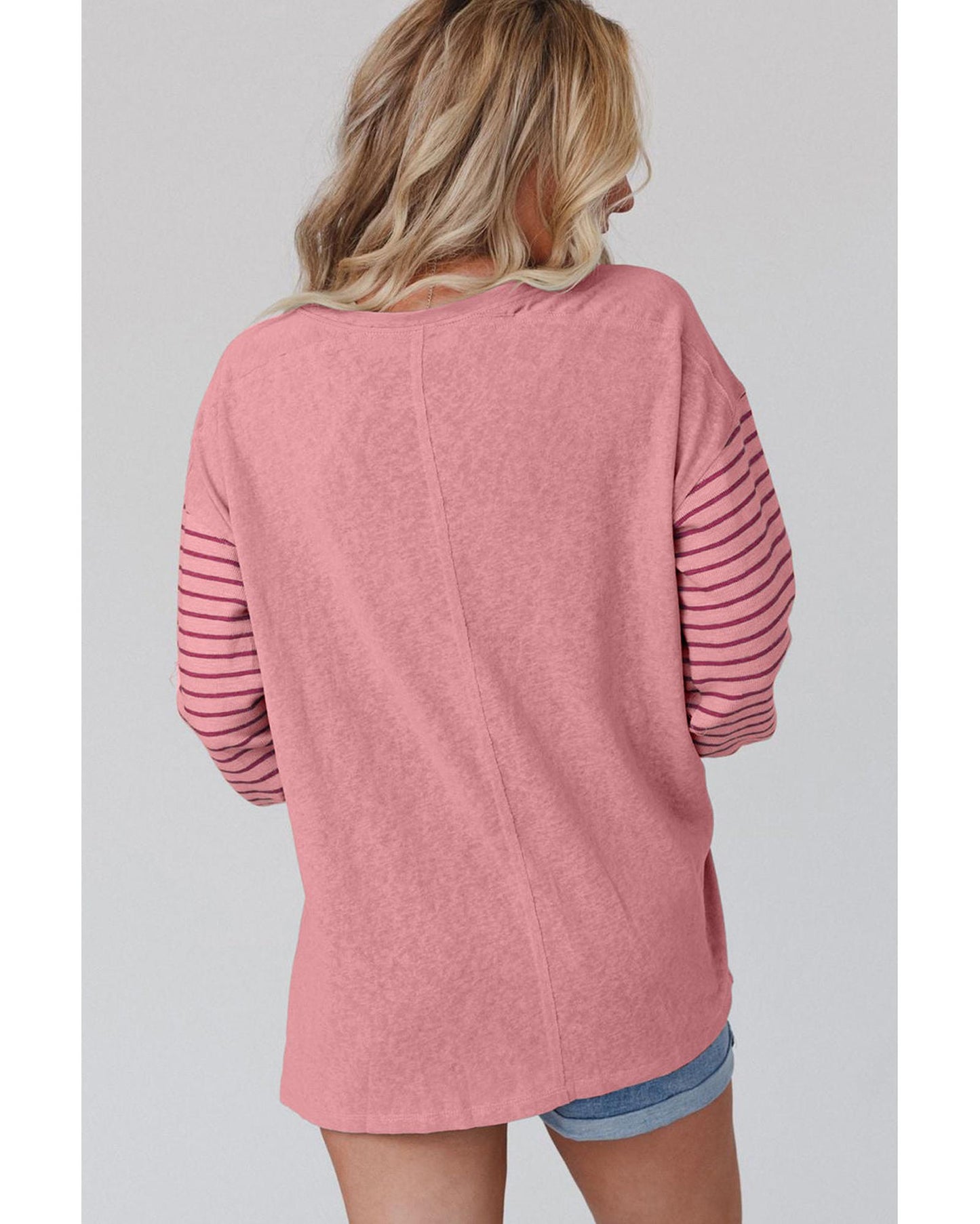 Azura Exchange Bishop Sleeve Colorblock Striped Top - L