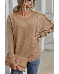 Azura Exchange Button Decor Dolman Sleeve Top - L
